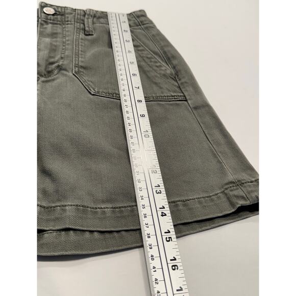 PAIGE Mayslie Twill Denim Mini Skirt 24 Vintage Ivy A-Line Belt Loops Pocket - Picture 10 of 10